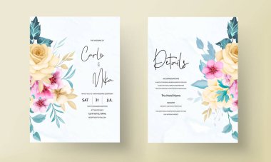 Güzel el çizimi çiçek davetiyesi