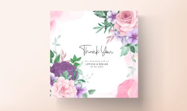 Zarif el çizimi çiçek ve davetiye kartı şablonu bırakır