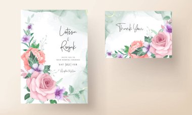 Zarif el çizimi çiçek ve davetiye kartı şablonu bırakır