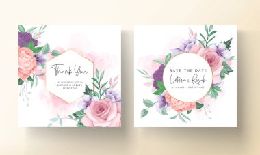 Güzel çiçekçi düğün davetiyesi şablonu çiziyor