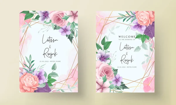 Güzel çiçekçi düğün davetiyesi şablonu çiziyor