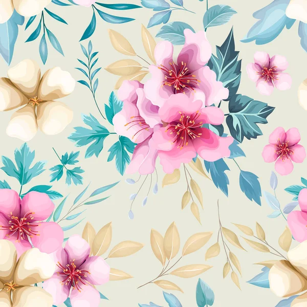 Motif Sans Couture Belle Fleur Dessin Main — Image vectorielle