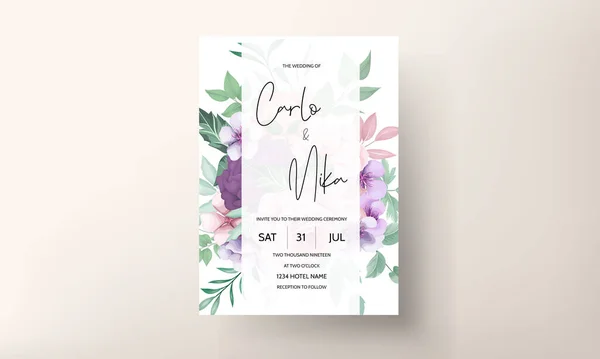 Wedding Invitation Card Beautiful Flower — Stock Vector
