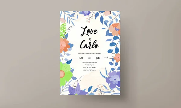 Beautiful Wedding Invitation Card Floral — Stockvektor