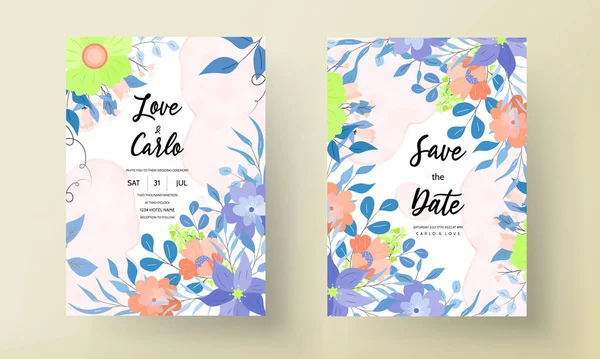 Beautiful Wedding Invitation Card Floral — 图库矢量图片