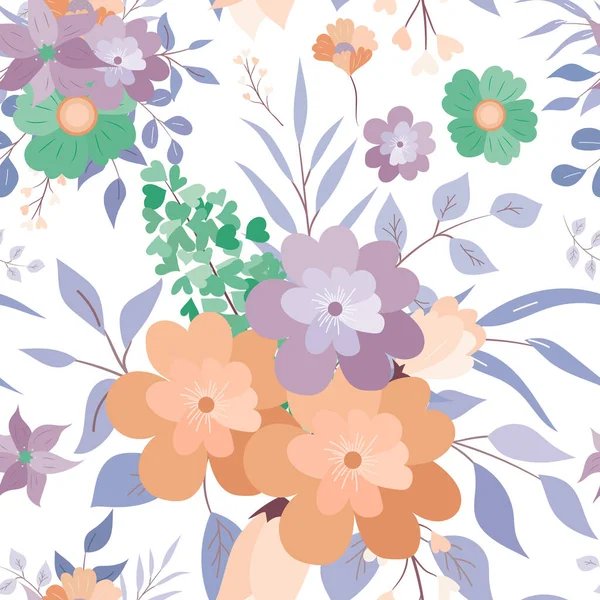 Schöne Handzeichnung Florales Nahtloses Muster — Stockvektor