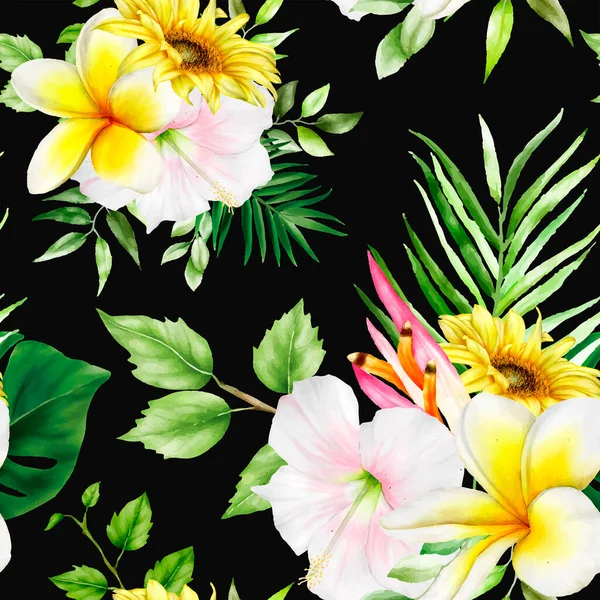 Dessin Main Motif Floral Sans Couture Été Design — Image vectorielle