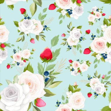 güzel el çizimi çiçek ve meyvesiz desen tasarımı