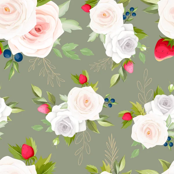 Beau Dessin Main Fleur Fruit Design Motif Sans Couture — Image vectorielle