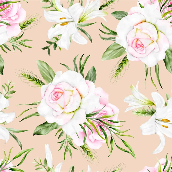 Belle Couronne Florale Romantique Motif Sans Couture — Image vectorielle