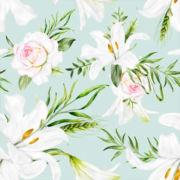 Belle Couronne Florale Romantique Motif Sans Couture — Image vectorielle