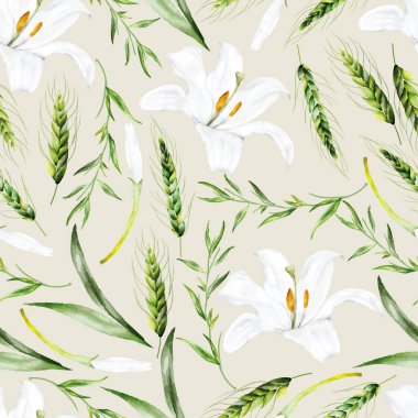 El çizimi oldukça çiçekli suluboya deseni