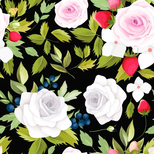 Красивий Квітковий Вінок Безшовний Візерунок — стоковий вектор