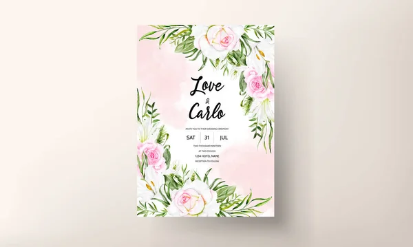 Watercolor Flower Wedding Invitation Card — Stock Vector