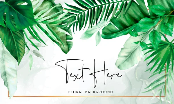 Zarif yeşil tropikal yapraklar suluboya arka plan