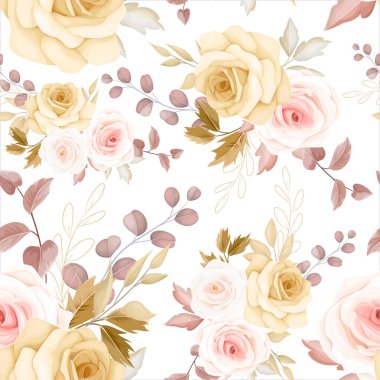 Suluboya el çiçekleri kusursuz desen çizdi