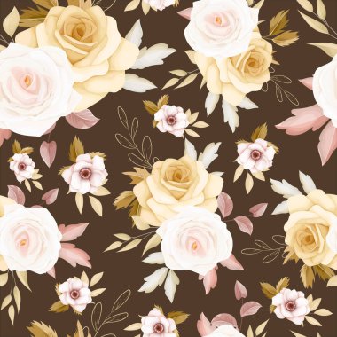 Suluboya el çiçekleri kusursuz desen çizdi