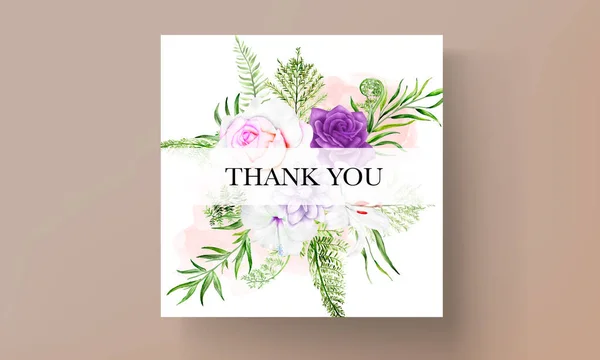Purple Flower Leaves Wedding Invitation Card Template — Vetor de Stock