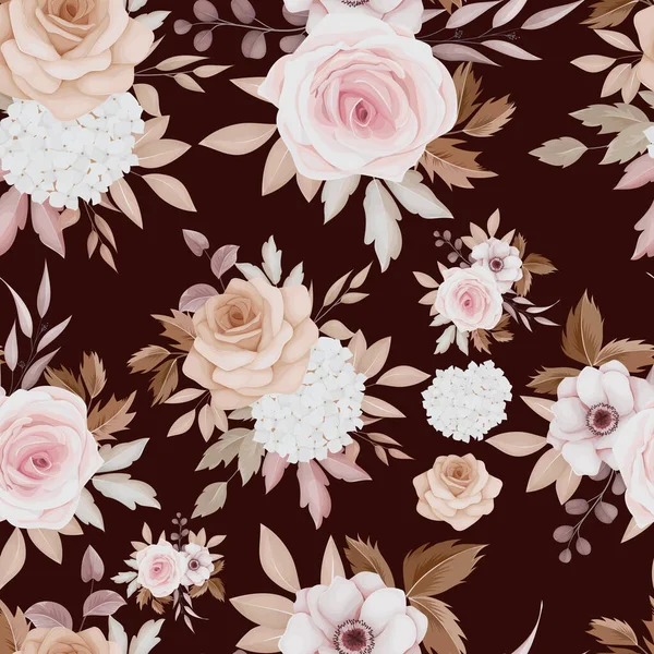 Beautiful Flower Leaves Seamless Pattern — Stockvektor