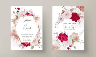 El yapımı çiçek düğün davetiyesi şablonu
