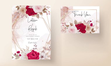 El yapımı çiçek düğün davetiyesi şablonu