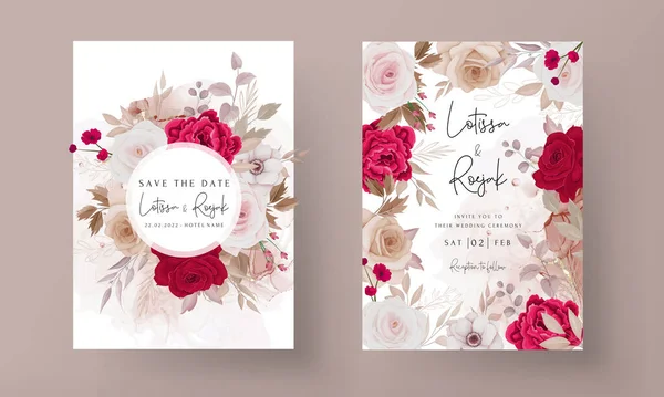 El yapımı çiçek düğün davetiyesi şablonu