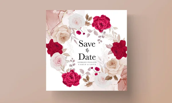 Hand Drawn Flower Wedding Invitation Template — Image vectorielle