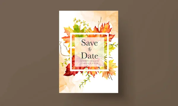 Beautiful Maple Leaves Wedding Invitation Template — 스톡 벡터
