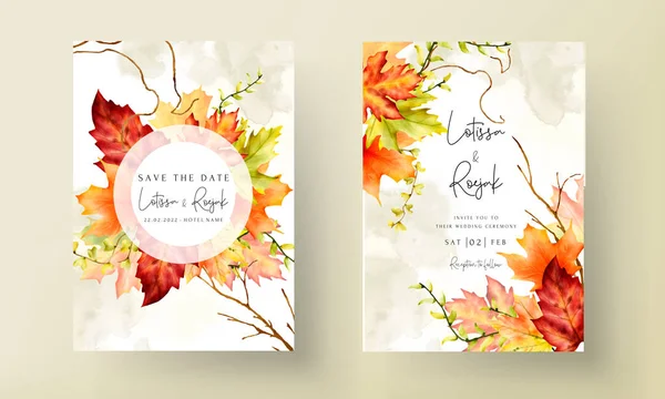 Beautiful Maple Leaves Wedding Invitation Template — Wektor stockowy
