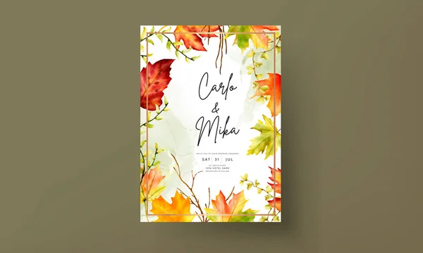 Beautiful Maple Leaves Wedding Invitation Template — Vettoriale Stock