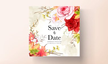 beautiful watercolor floral wreath invitation card set