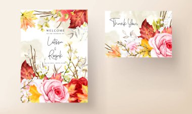beautiful watercolor floral wreath invitation card set