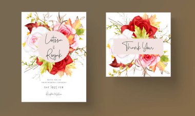 Güzel suluboya çiçek düğün davetiyesi