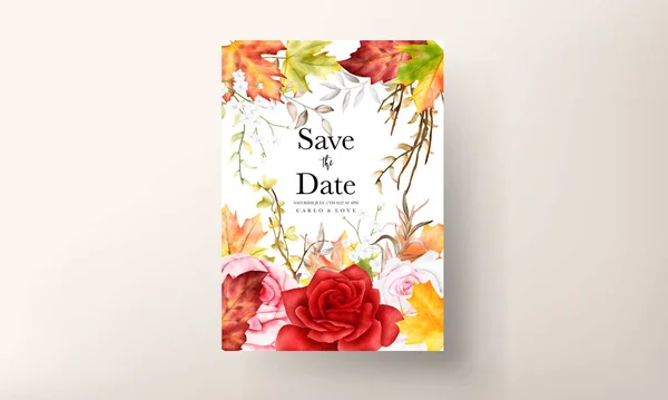 Beautiful Watercolor Floral Wreath Invitation Card Set — Stock Vector