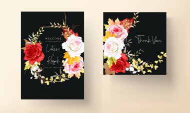 Güzel suluboya çiçek düğün davetiyesi