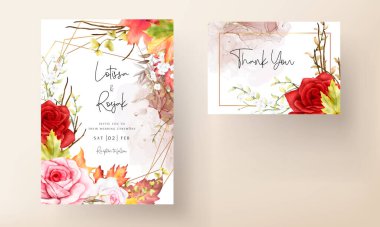 Güzel suluboya çiçek düğün davetiyesi
