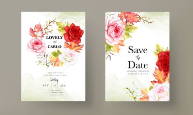 Güzel suluboya çiçek düğün davetiyesi