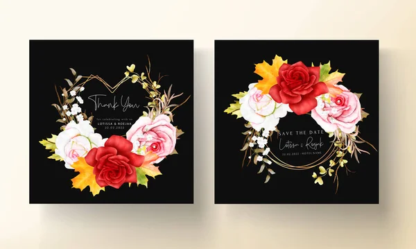 Schöne Aquarell Blumen Hochzeitseinladungskarte — Stockvektor