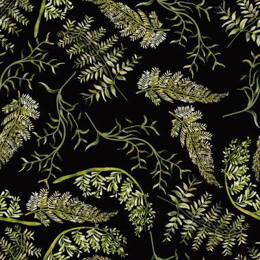 Hand drawn fern leaves seamless pattern design