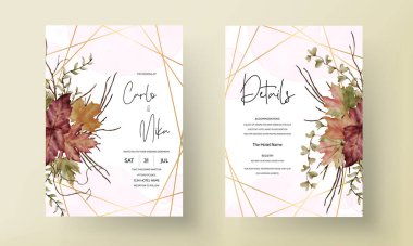 Watercolor boho floral wedding invitation card