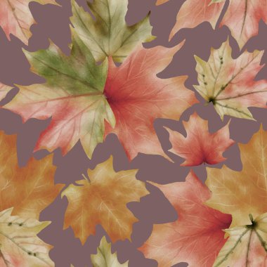 Watercolor boho leaves semaless pattern design