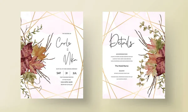 Watercolor Boho Floral Wedding Invitation Card — Vetor de Stock
