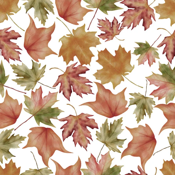 Watercolor Boho Leaves Semaless Pattern Design — Stok Vektör