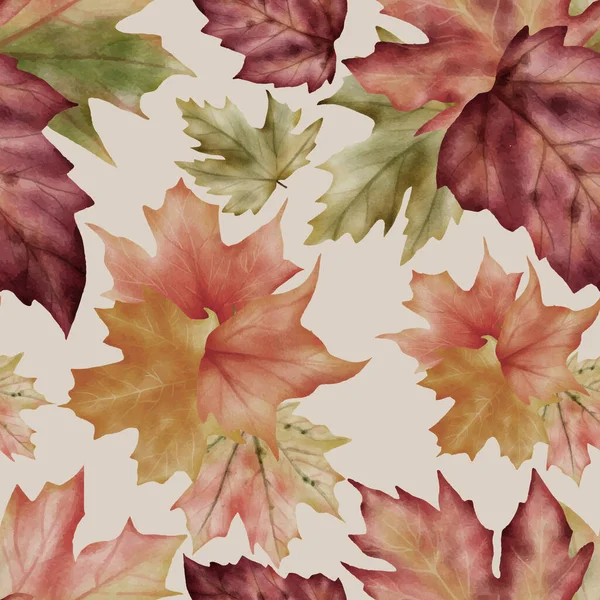 Watercolor Boho Leaves Semaless Pattern Design — Stok Vektör