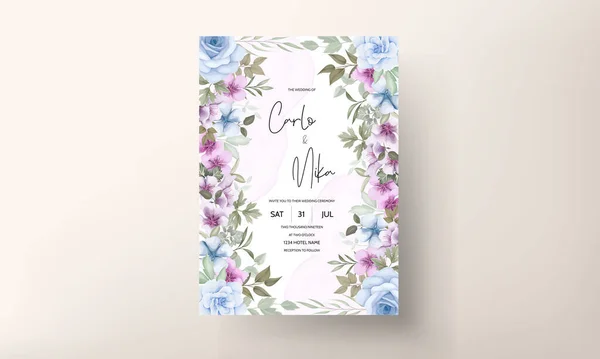Beautiful Floral Wreath Invitation Card Template — Vector de stock