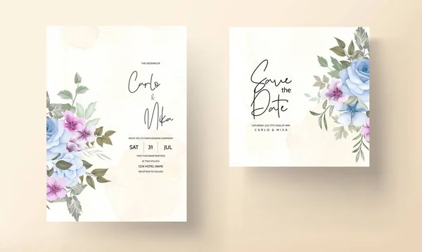 Beautiful Floral Wreath Invitation Card Template — Stockvektor