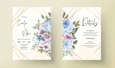 beautiful blomming flower wedding invitation card 