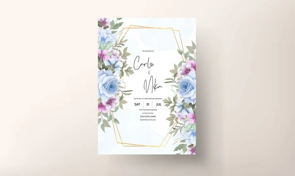 Beautiful Blomming Flower Wedding Invitation Card — Stockvektor