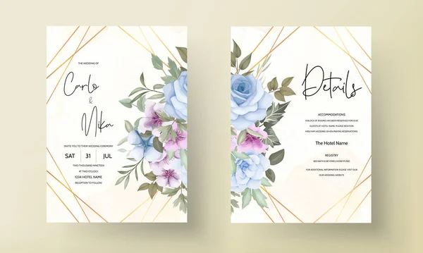 Beautiful Blomming Flower Wedding Invitation Card — Image vectorielle