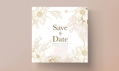 Hand Drawn vintage floral wedding invitation card